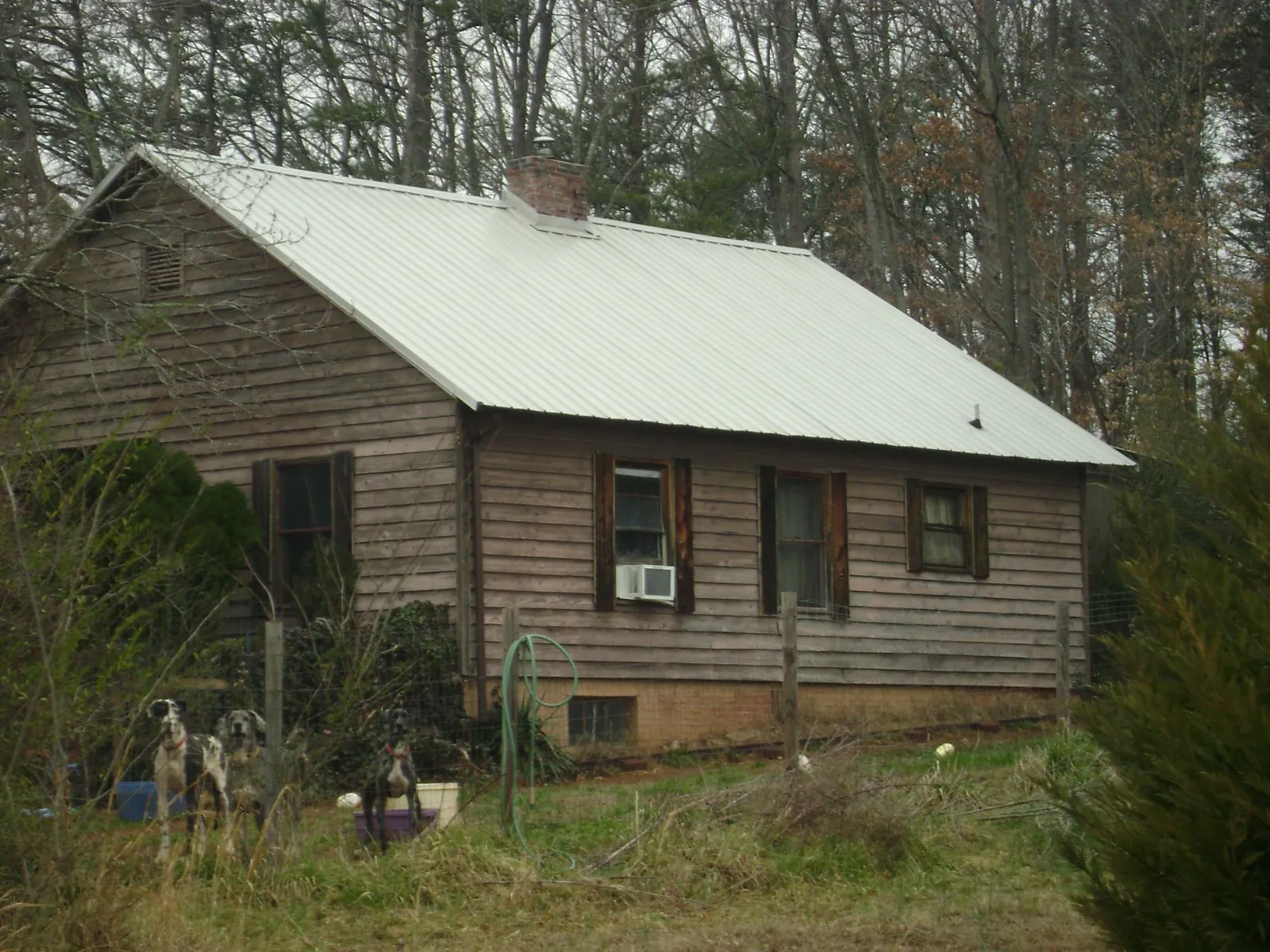 White metal roof on an old wood sided farmhouse, from a Asphalt Shingle Roof Repair job in Markesan